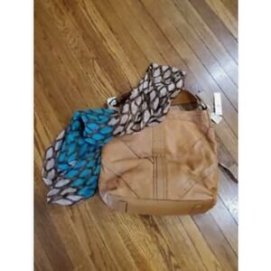 Pursuits LTD Vegan Leather Tote Shoulder Bag With Infinity Scarf